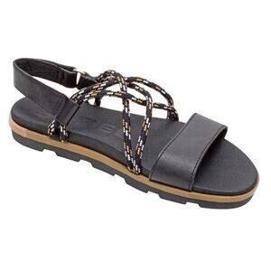 Sorel Torpeda II Black Sahara Leather Strappy Sandals Sz 7